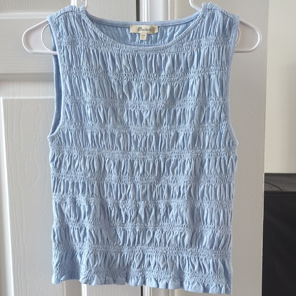 Madewell Light Blue Textured Tank Top